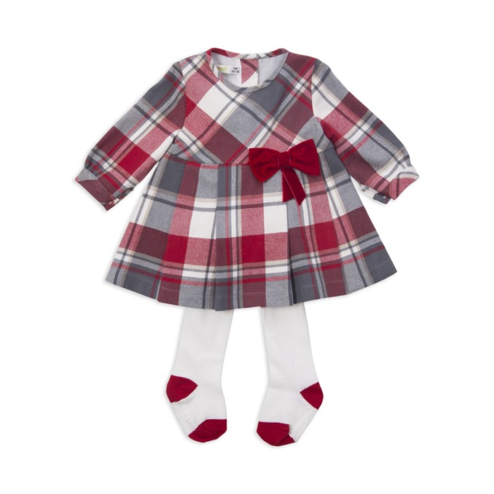 Rochie eleganta cu maneca lunga din bumbac cu dres , Babybol, rosie [1]