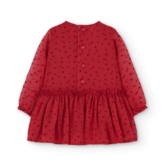 Rochie eleganta fete 1-8 ani, chifon, better cotton, imprimeu cu inimioare, rosie, Boboli [3]