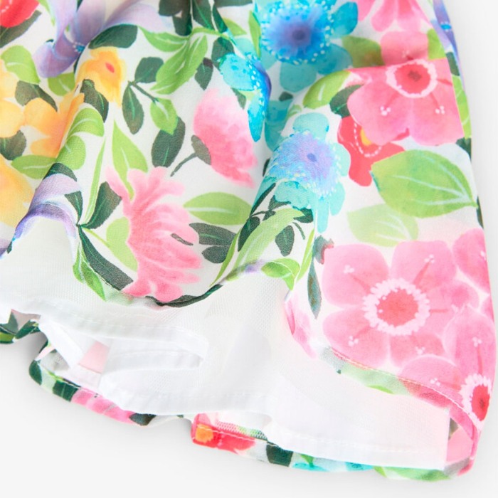 Rochie eleganta fetite 1-8 ani, imprimeu floral, funda turcoaz, brand BOBOLI [5]