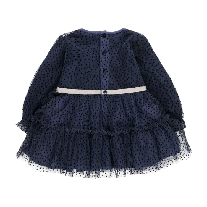 Rochie eleganta fetite 1-8 ani, tulle cu buline catifea, funda argintie, navy, brand Boboli [3]