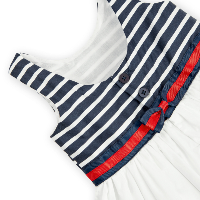 Rochie eleganta fetite, satin, dungi navy, brand Boboli [4]