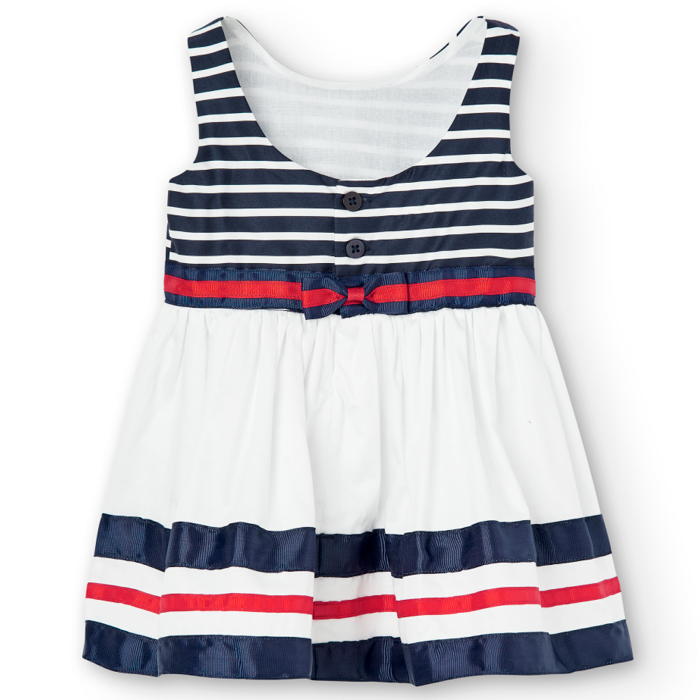 Rochie eleganta fetite, satin, dungi navy, brand Boboli [2]