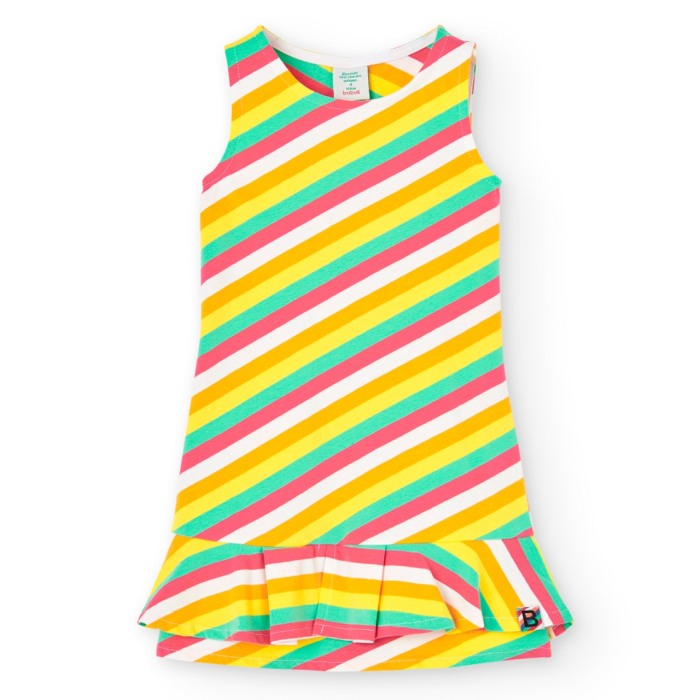 Rochie fete 4-16 ani, bumbac better cotton, dungi multicolore, brand Boboli [1]