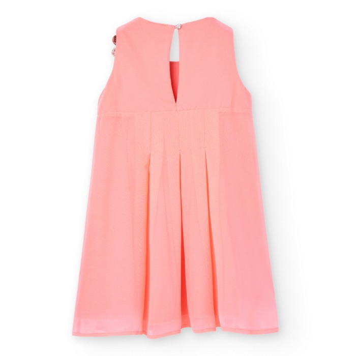 Rochie fete 4-16 ani, chiffon, pliuri, corai, Boboli [4]