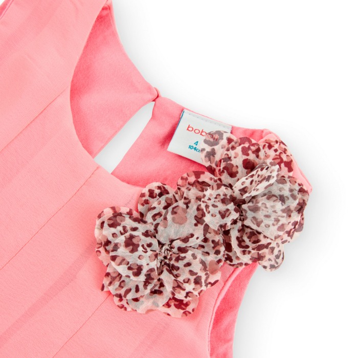 Rochie fete 4-16 ani, chiffon, pliuri, corai, Boboli [5]