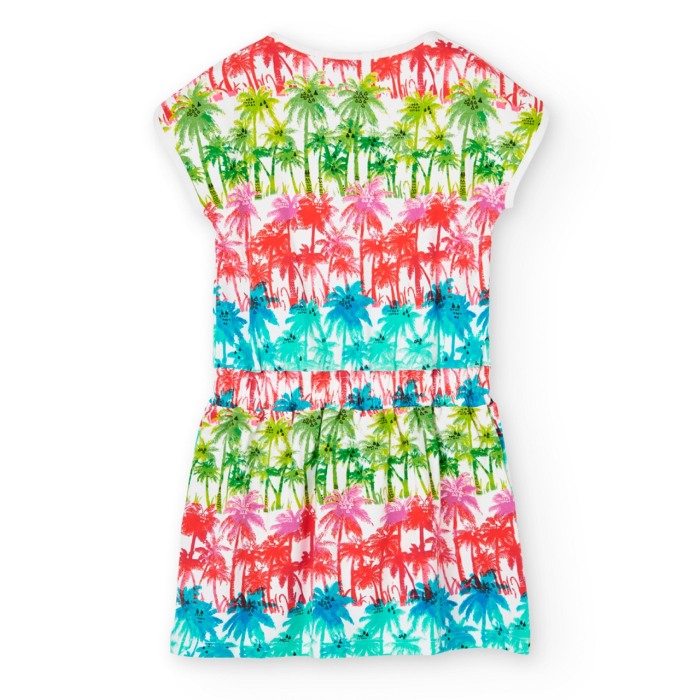 Rochie fete 4-16 ani vara, bumbac better cotton, imprimeu palmieri, multicolor, brand Boboli [2]