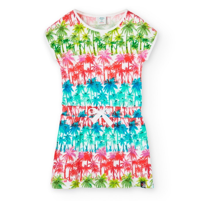 Rochie fete 4-16 ani vara, bumbac better cotton, imprimeu palmieri, multicolor, brand Boboli [1]