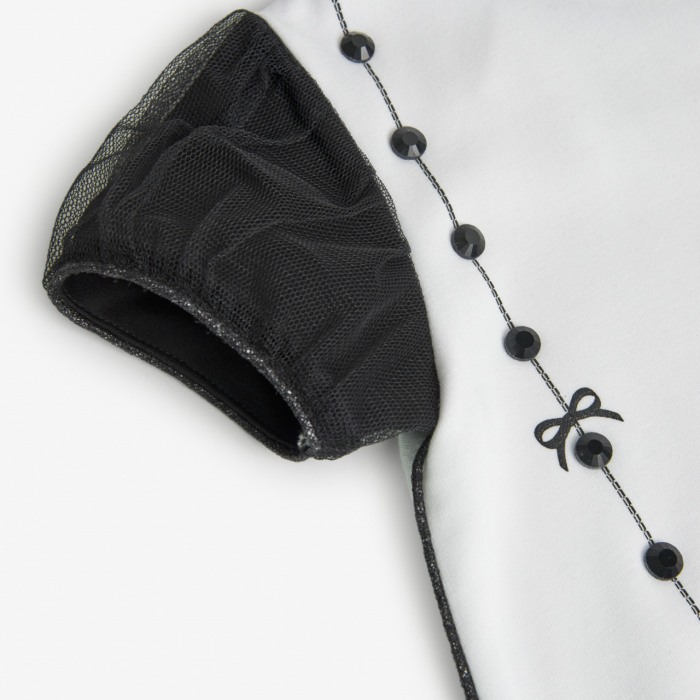 Rochie fete alba cu maneci tulle negru, Boboli [4]