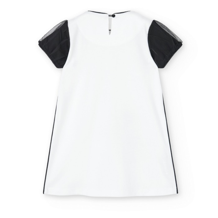 Rochie fete alba cu maneci tulle negru, Boboli [3]