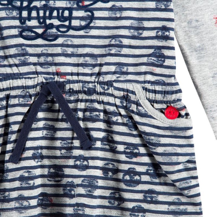 Rochie fete bumbac 8-16 ani, dungi, gri, Boboli [3]