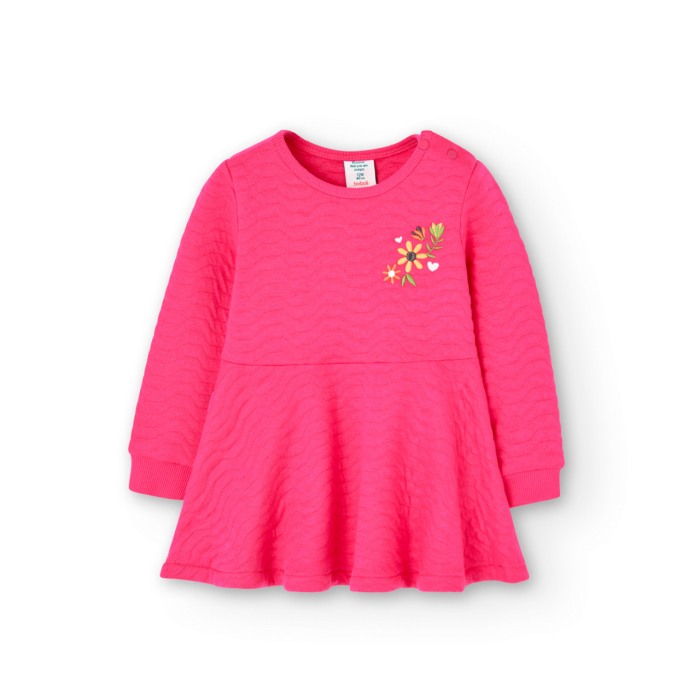 Rochie fete bumbac, broderie florala, roz fucsia, Boboli [2]