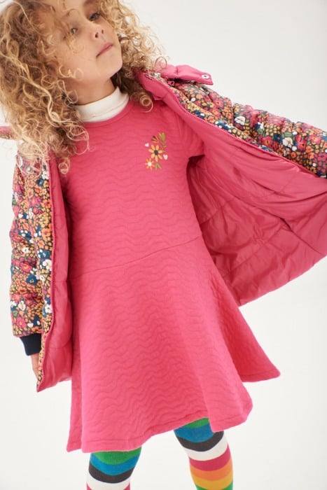 Rochie fete bumbac, broderie florala, roz fucsia, Boboli [1]