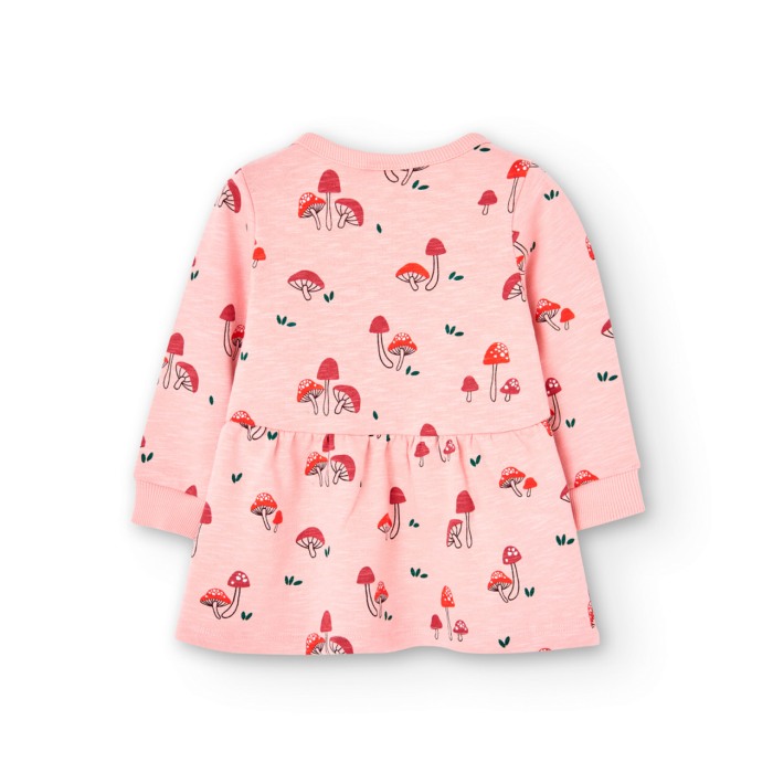 Rochie fete bumbac, imprimeu ciuperci, roz, Boboli [2]
