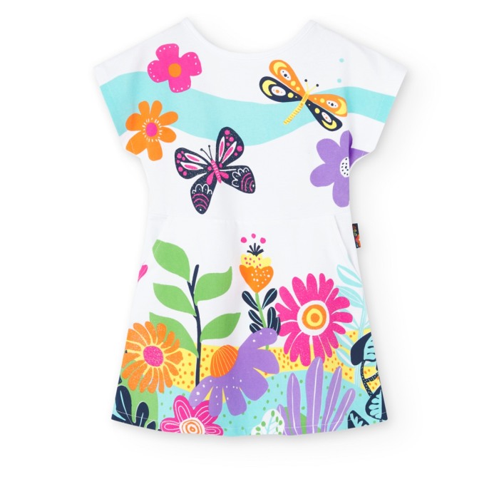 Rochie fete bumbac jersey, imprimeu fluturi, multicolor, Boboli - 408136 [1]