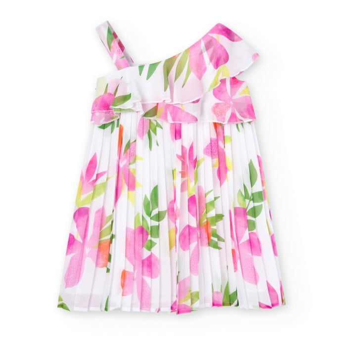 Rochie fete chifon plisee cu imprimeu floral, BOBOLI [2]