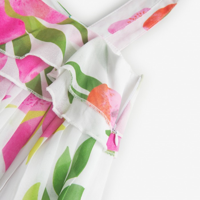 Rochie fete chifon plisee cu imprimeu floral, BOBOLI [4]