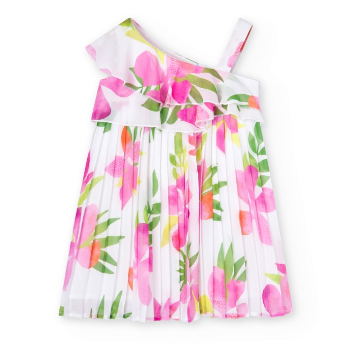 Rochie fete chifon plisee cu imprimeu floral, BOBOLI [3]