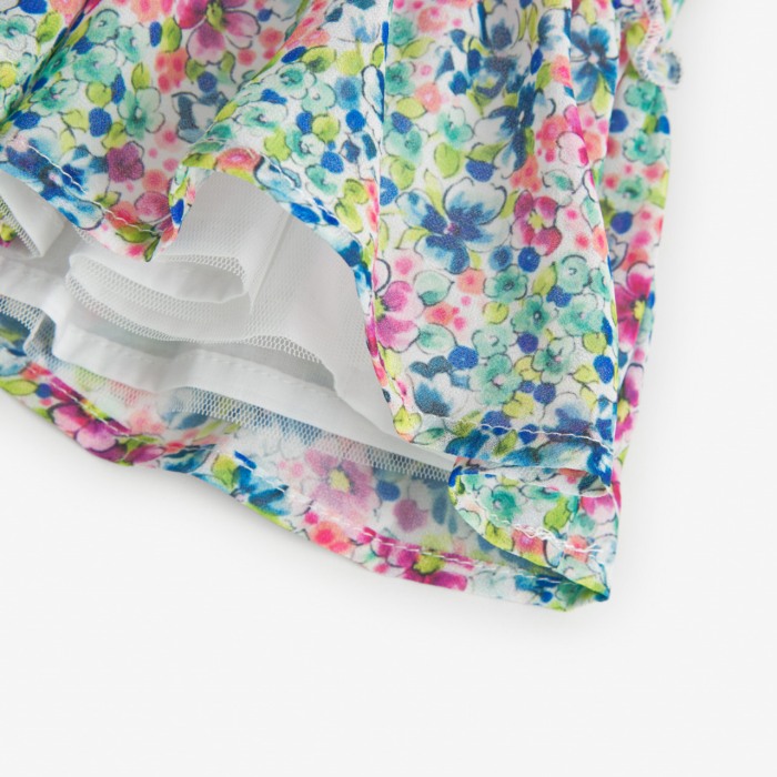 Rochie fete din voal cu centura ciclam cu flori, imprimeu floral, Boboli [4]