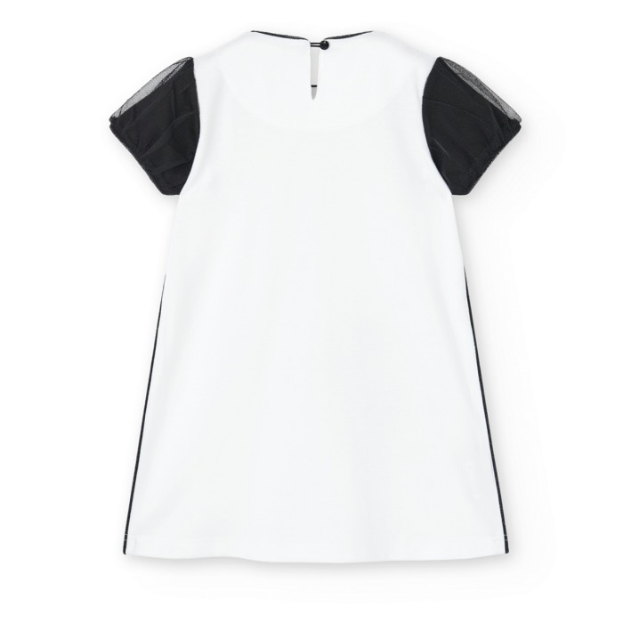 Rochie fete, imprimeu CHIC, alba, BOBOLI [2]