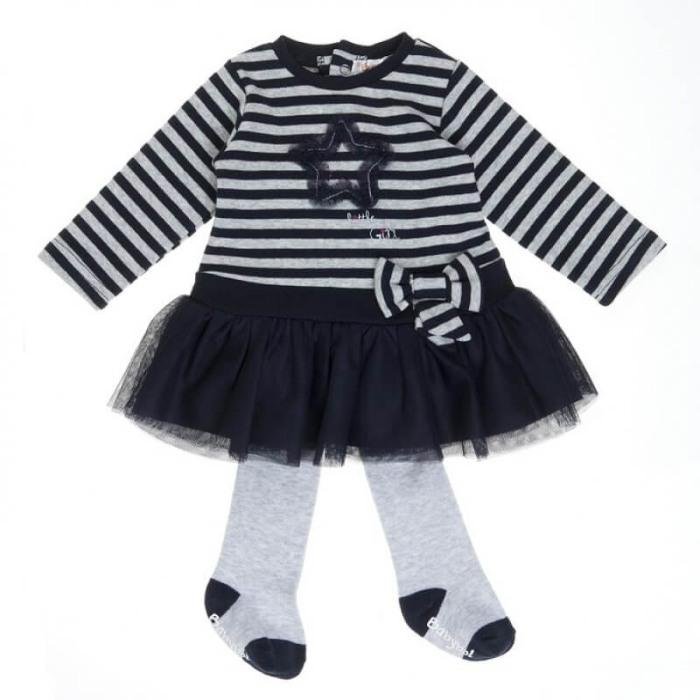 Rochie fete jersey cu dres, fusta tulle, navy , Babybol [1]