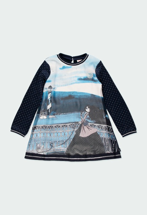 Rochie fete maneca lunga voal , strasuri aplicate, Boboli [1]