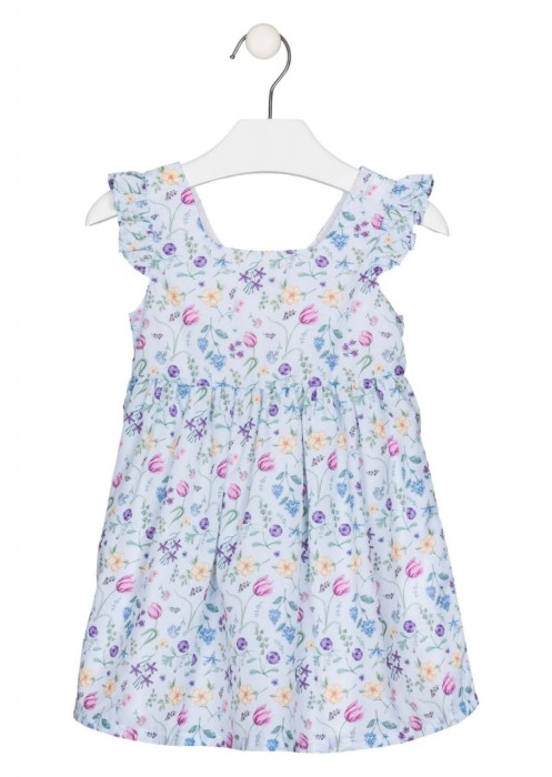 Rochie fete voal cu imprimeu floral, turcoaz, Losan [1]