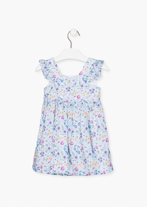 Rochie fete voal cu imprimeu floral, turcoaz, Losan [2]