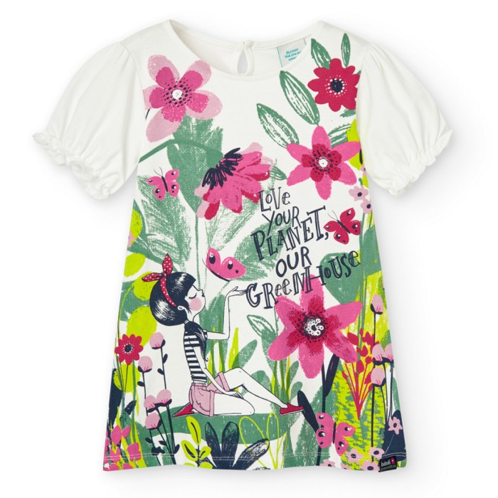 Rochie fetita maneca scurta, imprimeu floral, Boboli [1]