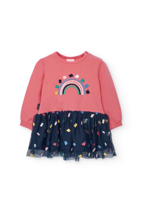 Rochie fetite 1-8 ani bumbac better cotton, fusta tulle cu broderie, orange, brand Boboli [2]