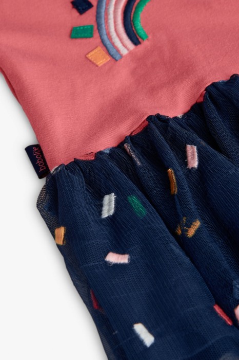 Rochie fetite 1-8 ani bumbac better cotton, fusta tulle cu broderie, orange, brand Boboli [5]