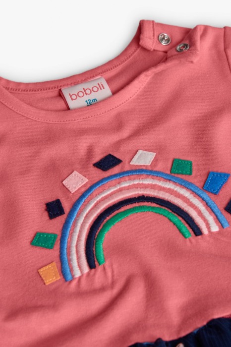 Rochie fetite 1-8 ani bumbac better cotton, fusta tulle cu broderie, orange, brand Boboli [4]