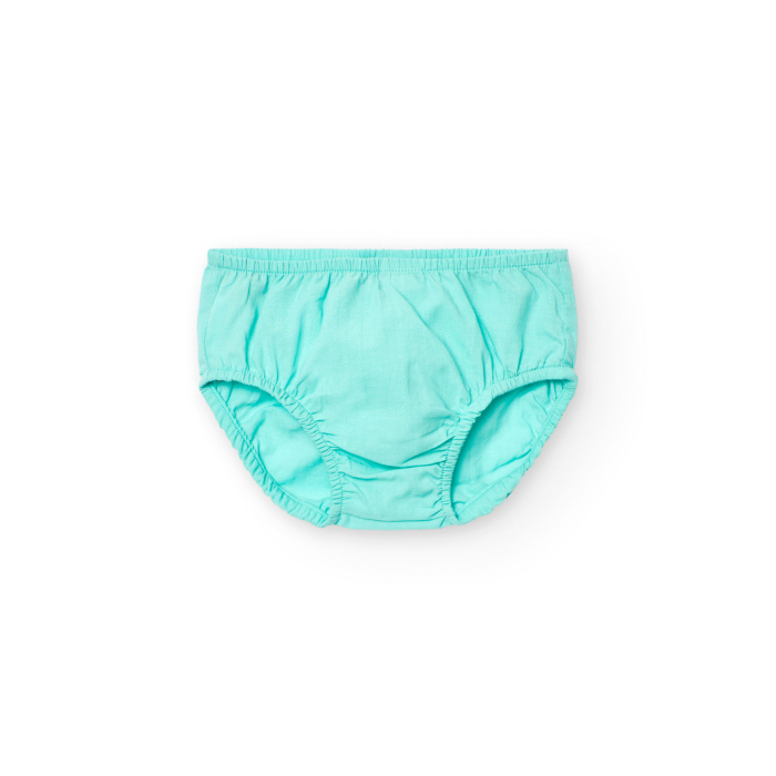 Rochie fetite din bumbac, broderie sparta, aplicatii florale, turcoaz, brand Boboli [3]