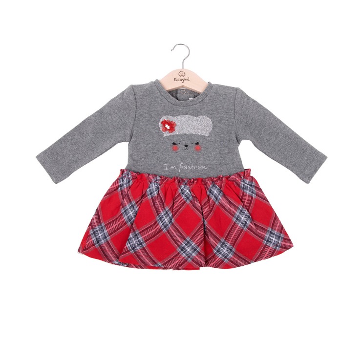 Rochie fetite jersey maneca lunga, gri, Babybol [2]