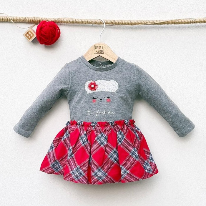 Rochie fetite jersey maneca lunga, gri, Babybol [1]