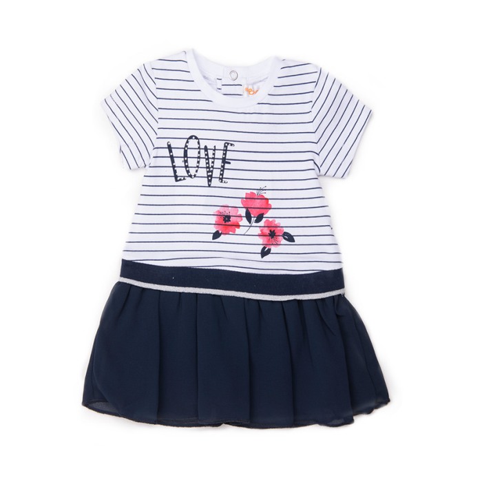 Rochie fetite maneca scurta, bumbac, dungi, fusta tulle, Babybol [2]