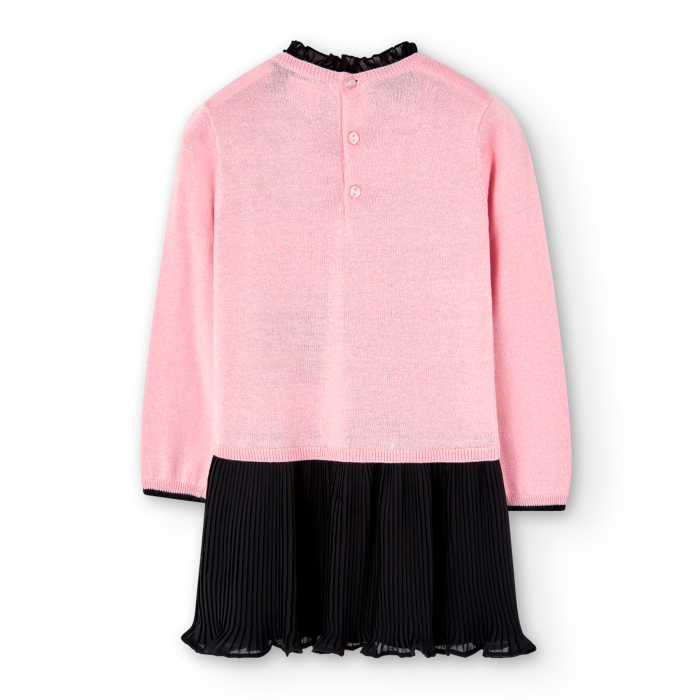 Rochie fetite tricotata, fusta plisata neagra, roz, brand Boboli [2]