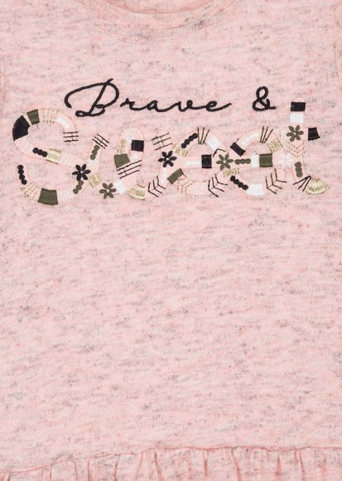 Rochie maneca lunga broderie fata, roz [3]