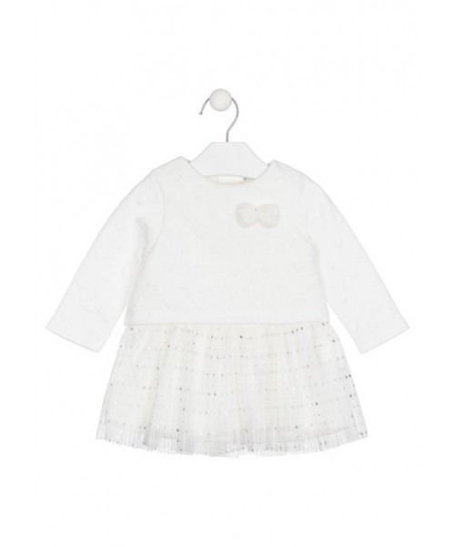 Rochie maneca lunga cu tulle, ivoire, Losan [1]