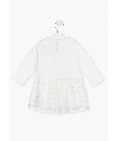 Rochie maneca lunga cu tulle, ivoire, Losan [2]