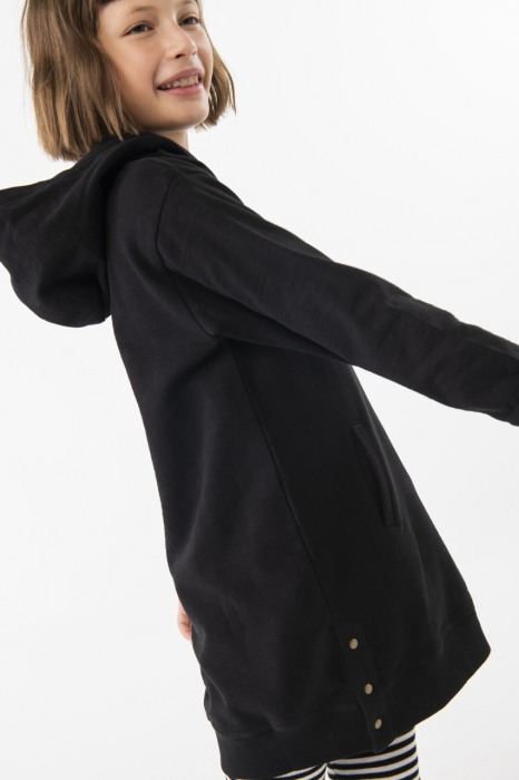 Rochie maneca lunga fete, bumbac better cotton, gluga, neagra, Boboli [2]