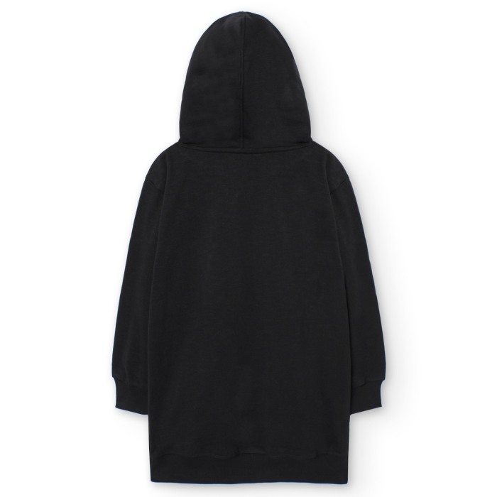 Rochie maneca lunga fete, bumbac better cotton, gluga, neagra, Boboli [8]