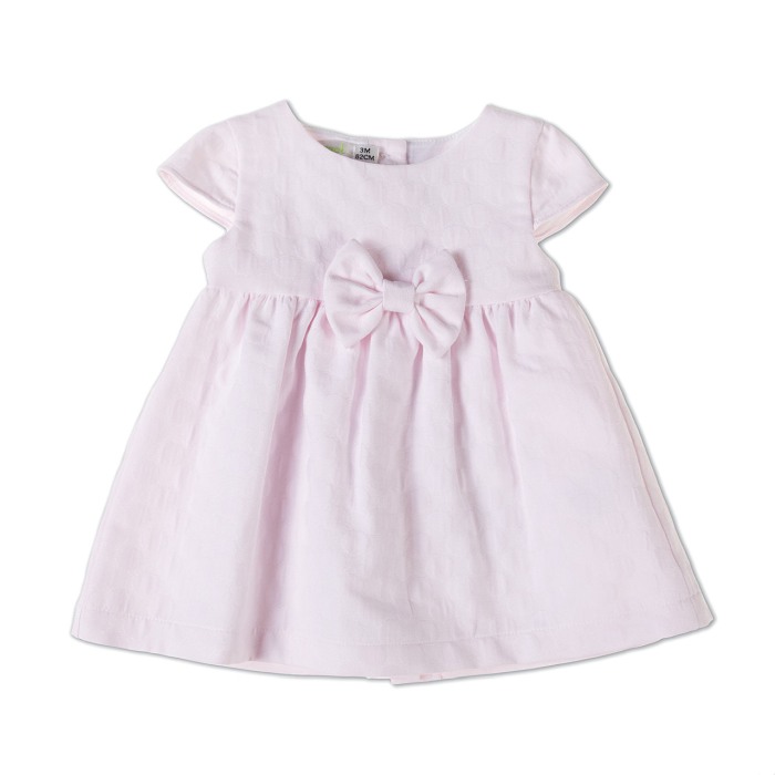 Rochie maneca scurta cu funda, roz [1]