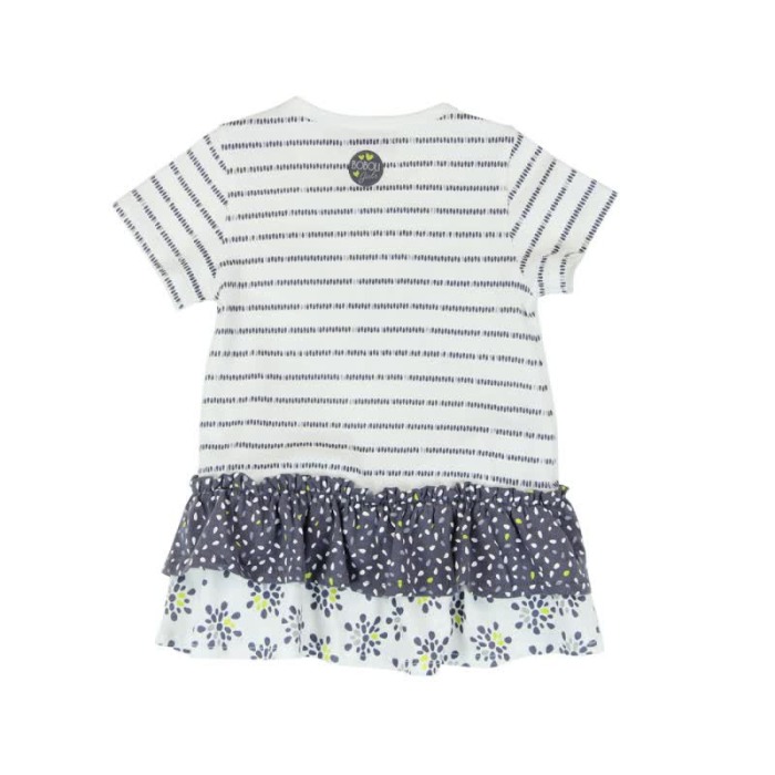 Rochie maneca scurta cu volanase, fluture cu paiete aplicat, bumbac, Boboli [2]