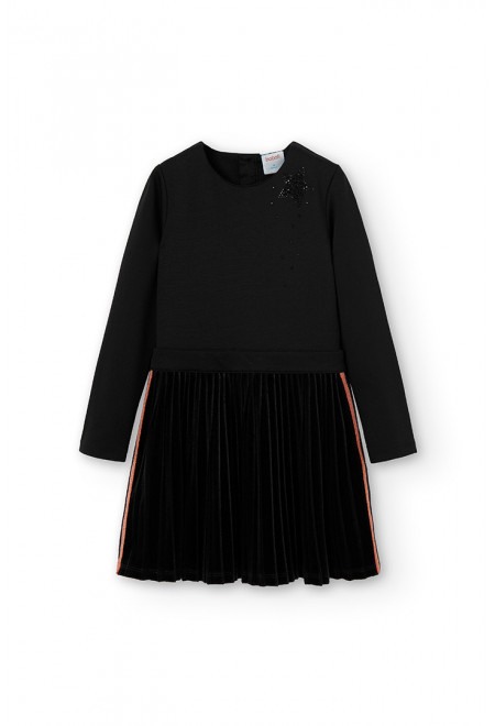 Rochie neagra fete cu fusta plisata catifea, Boboli [1]