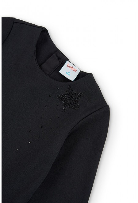 Rochie neagra fete cu fusta plisata catifea, Boboli [3]