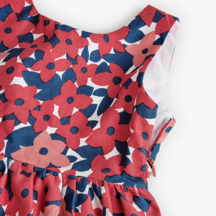 Rochie saten fetite 1-8 ani, imprimeu floral, rosie, brand BOBOLI [4]