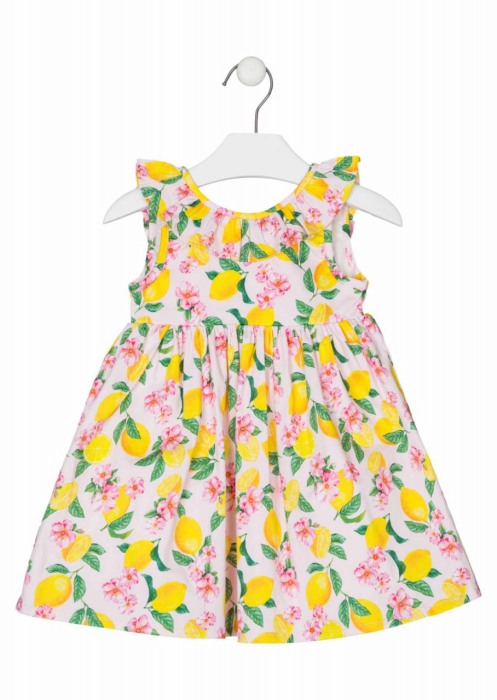 Rochie satin cu imprimeu florral si lamai , 2-8 ani [3]