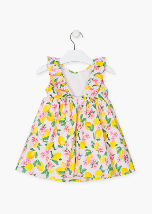 Rochie satin cu imprimeu florral si lamai , 2-8 ani [2]