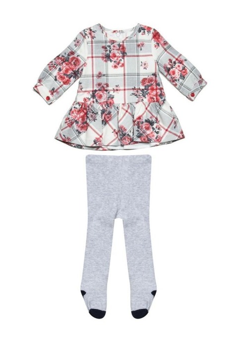 Rochie stofa cu imprimeu floral si dres asortat, Babybol [2]