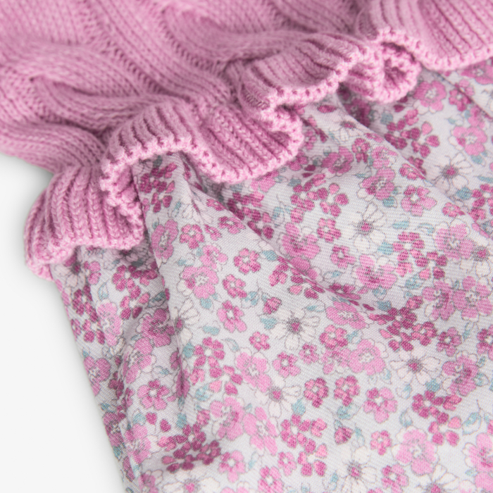 Rochie tricot bebe fetita, model impletit, roz, brand BOBOLI [4]